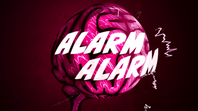 Screenshot aus Animationfilm, zu sehen ist Gehirn und Text "Alarm, Alarm"